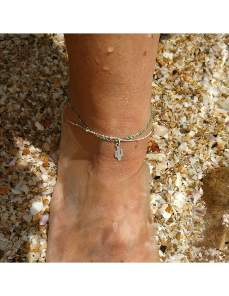 tobillera plata cactus