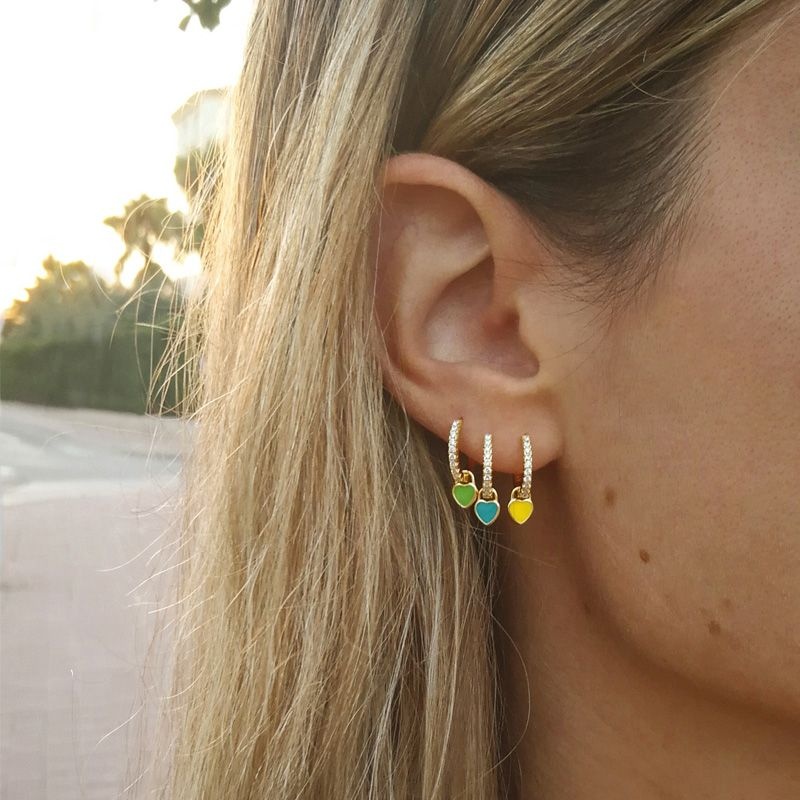 pendiente aro corazon azul 2