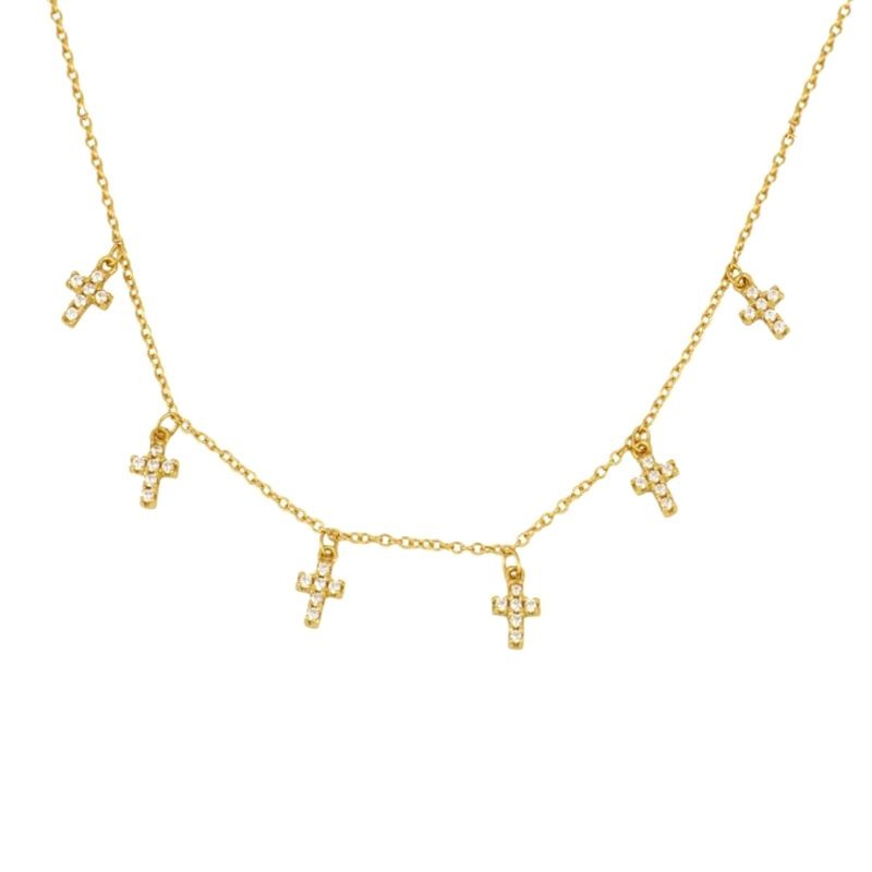 Collar cruces circonitas oro
