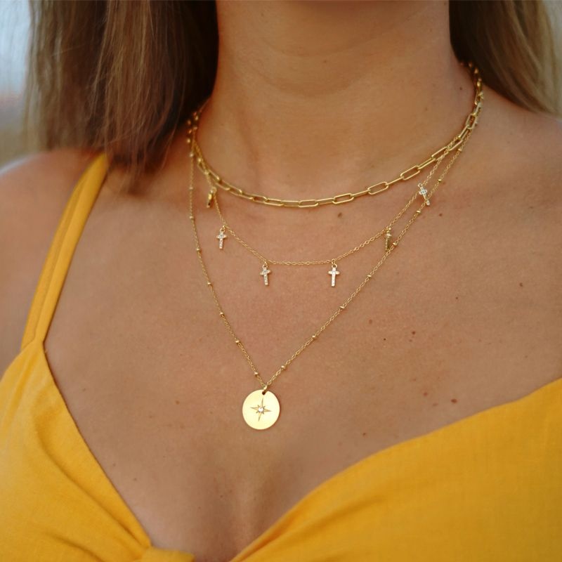 Collar cruces circonitas oro 2