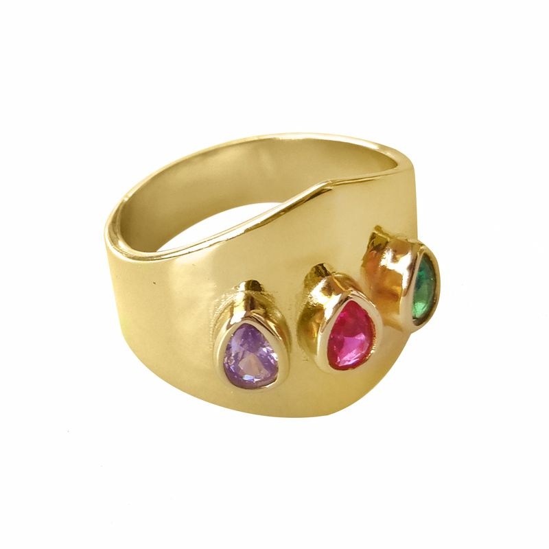 anillo circonitas colores oro