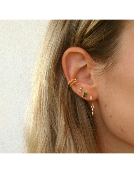 pendientes aro circonitas colores oro