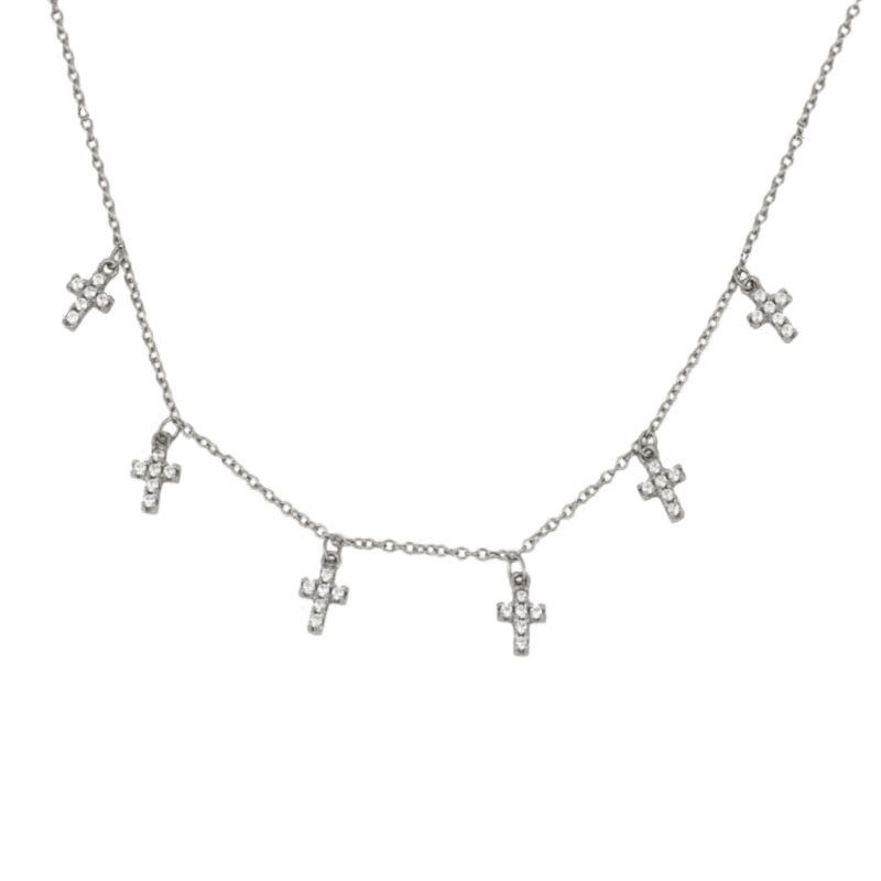 collar cruces plata