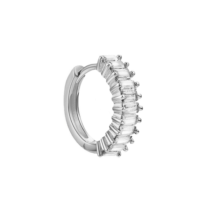 pendiente aro circonitas rectangulares plata pendiente aro circonitas rectangulares plata