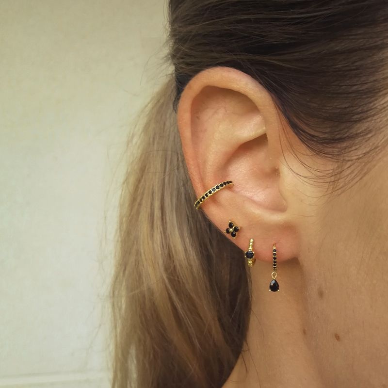 Pendiente aro circonitas colores oro 2