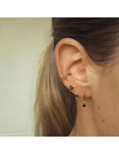 pendientes oro circonitas negras