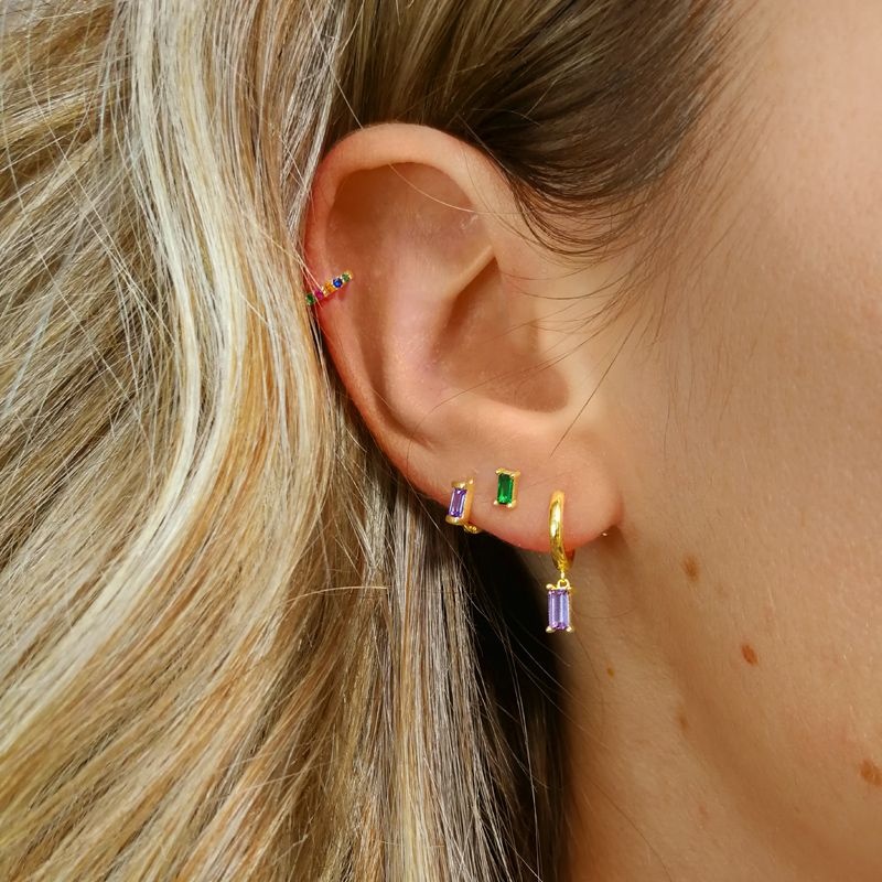 pendiente colgante circonita verde oro 2