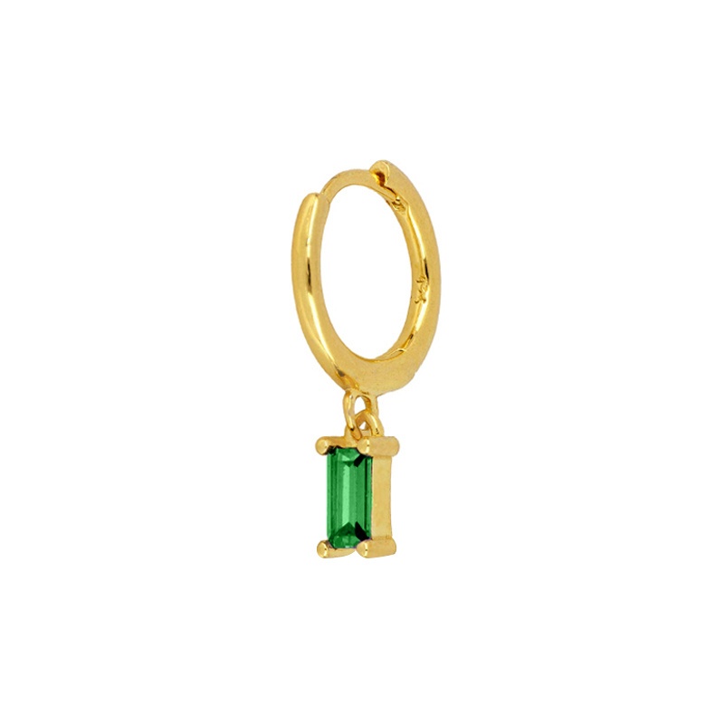pendiente colgante circonita verde oro