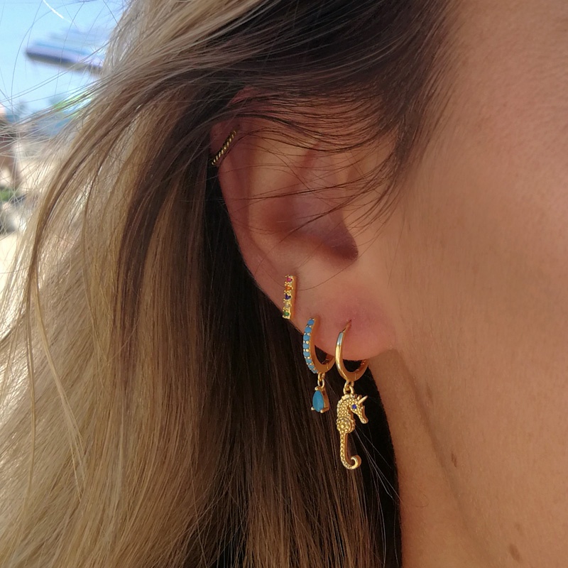 pendiente oro caballito de mar 2