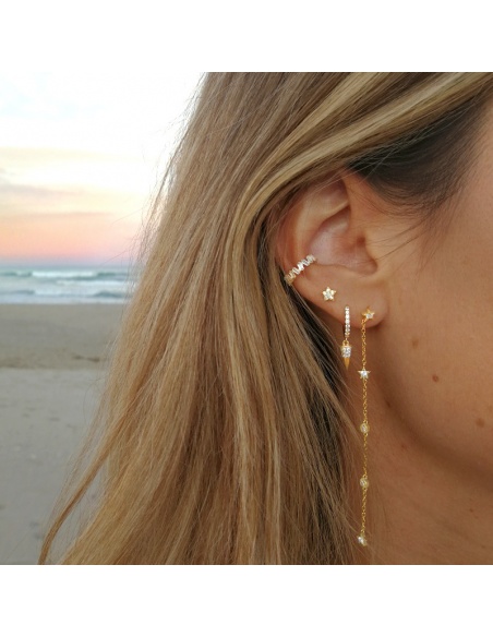 pendientes largos circonitas oro