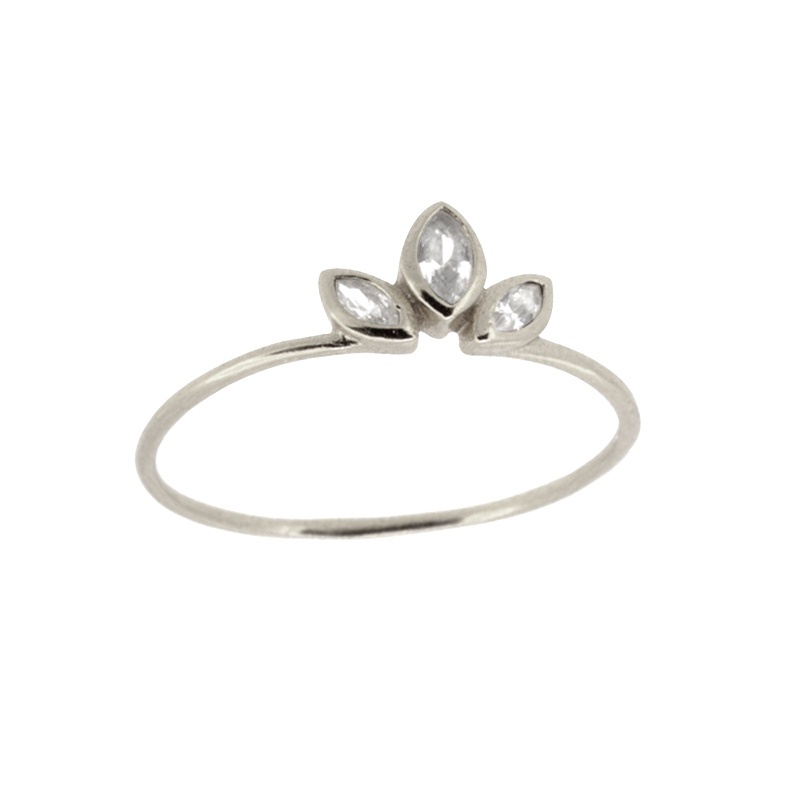 anillo flor circonitas plata