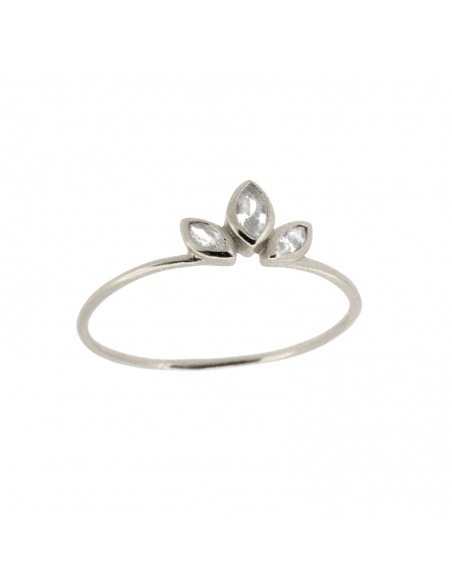 anillo flor circonitas plata