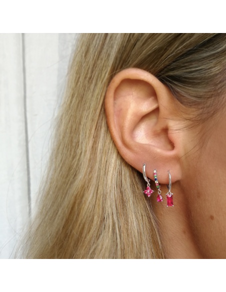 pendientes plata rosa