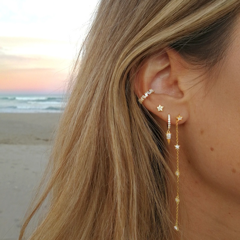 pendientes largos estrellas plata 2