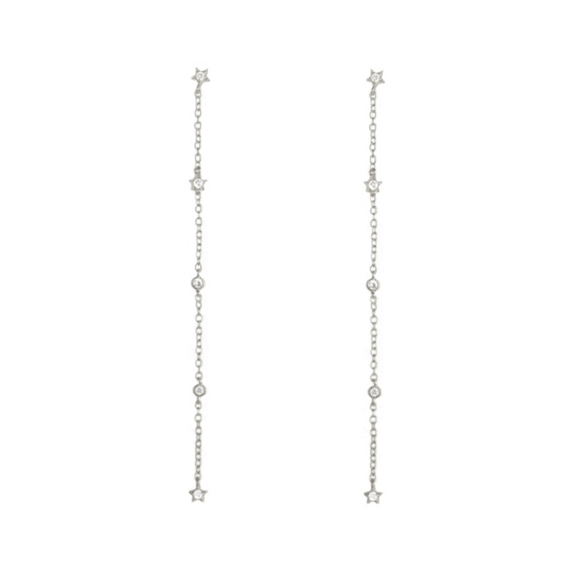 pendientes largos estrellas plata