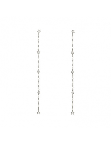 pendientes largos estrellas plata