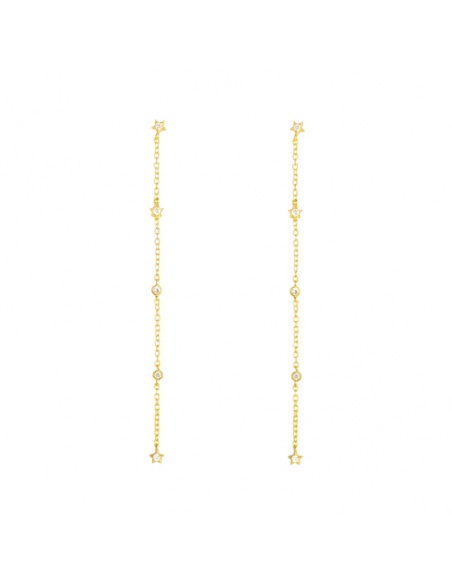 pendientes largos estrellas oro