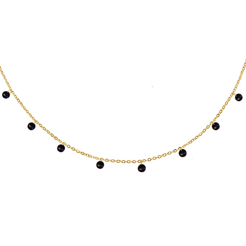 collar circonitas negras oro
