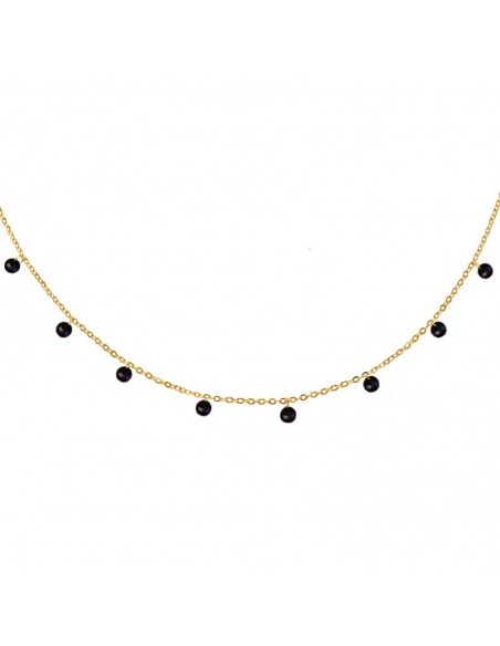 collar circonitas negras oro