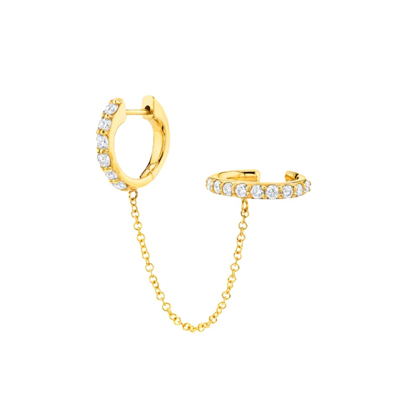 earcuff cadena circonitas oro