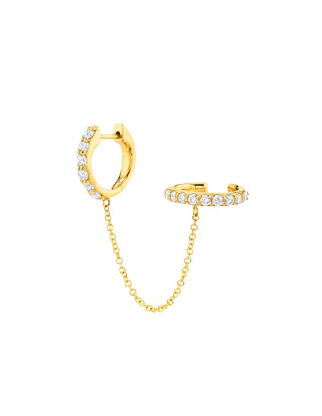 earcuff cadena circonitas oro