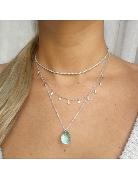 collar estrellas plata