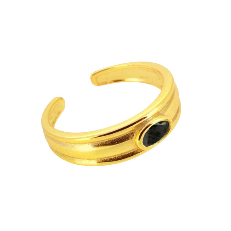 anillo circonita negra oro