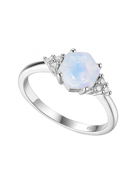 Anillo piedra luna plata