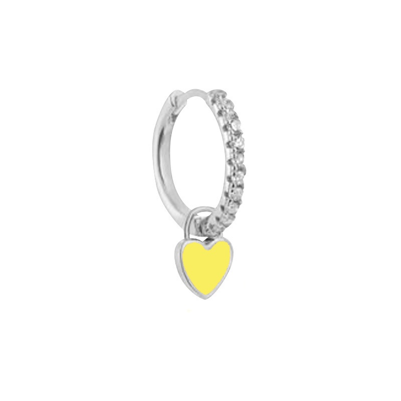 pendientes corazon amarillo plata