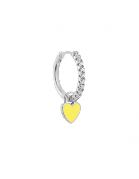 pendientes corazon amarillo plata