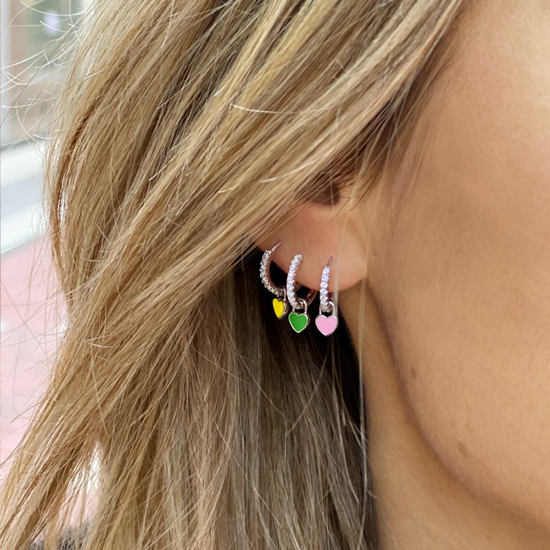 pendientes corazon amarillo plata 2