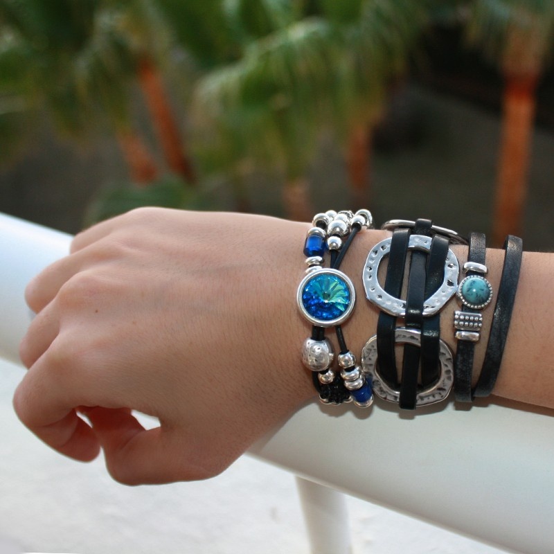 Pulsera de cuero y piedra turquesa Menorca 2