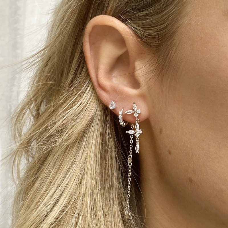 Pendientes plata largos circonitas 2