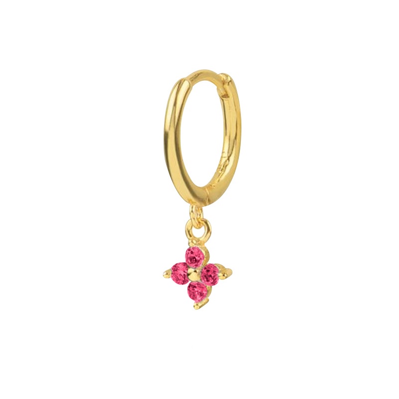 pendiente aro flor rosa