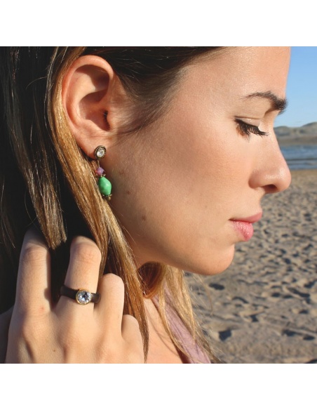 Pendientes en oro viejo y swarovski