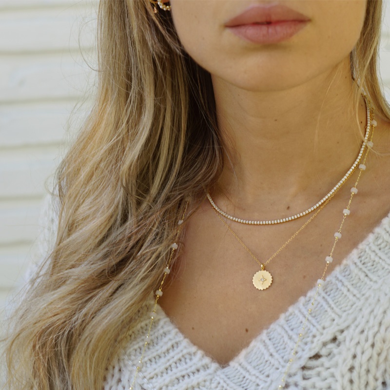 Colgante medalla estrella circonita 2