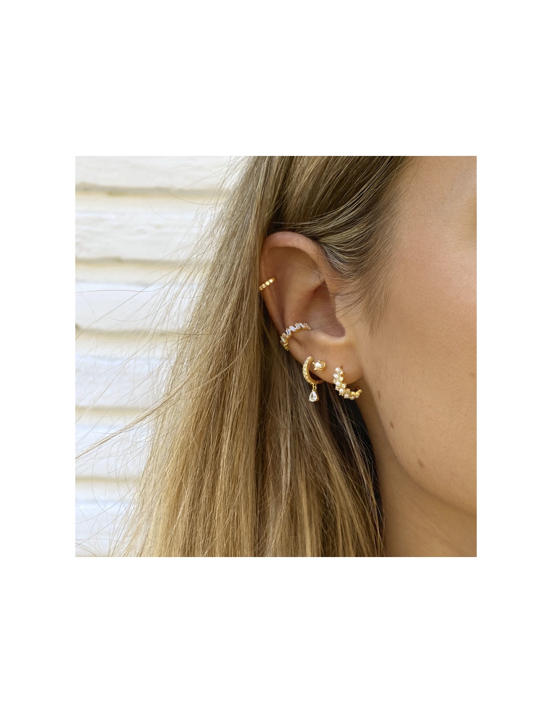 pendientes dorados circonitas blancas pendientes dorados circonitas blancas