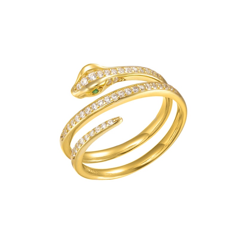 anillo serpiente oro circonitas