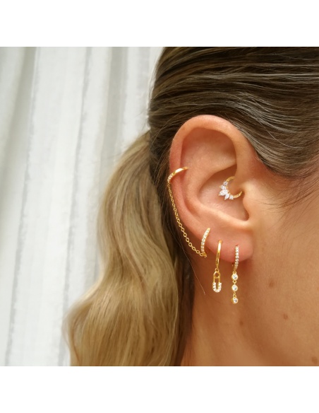 pendiente colgante clip oro