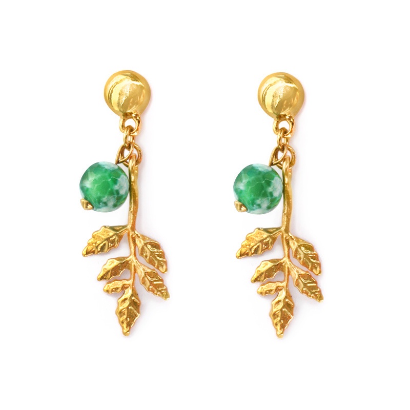 pendientes hojas doradas