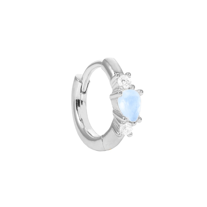 Pendiente aro circonita azul plata