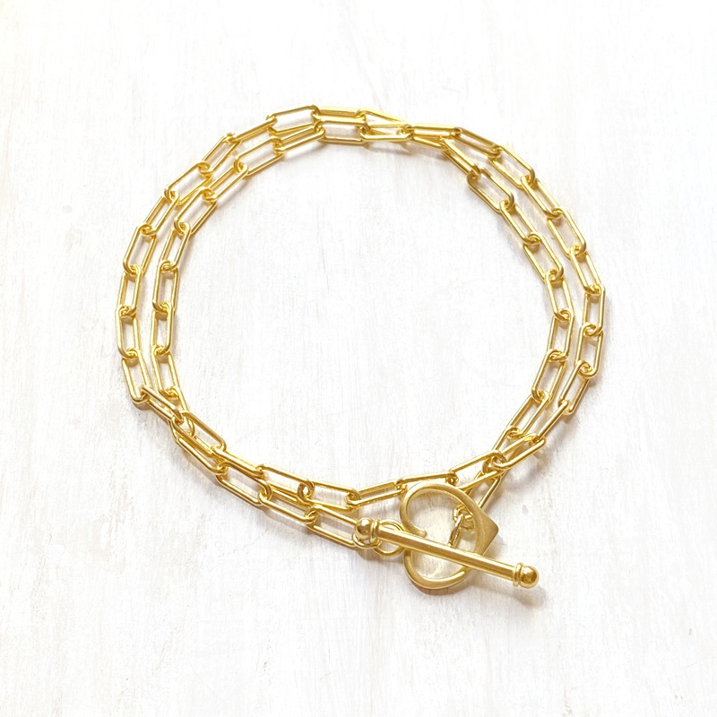 Pulsera cadena rectangular corazon oro
