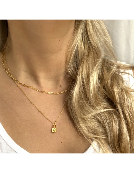 collar eslabones rectangulares oro