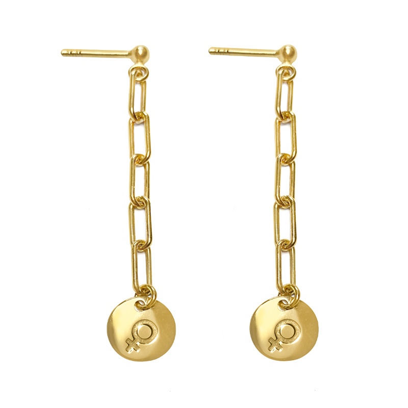 pendientes simbolo mujer oro