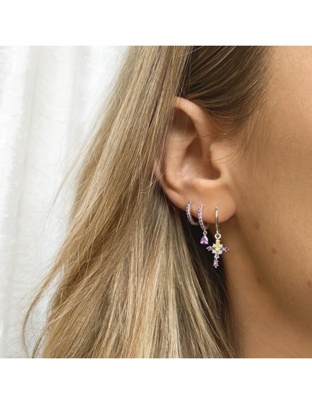 pendientes morados plata