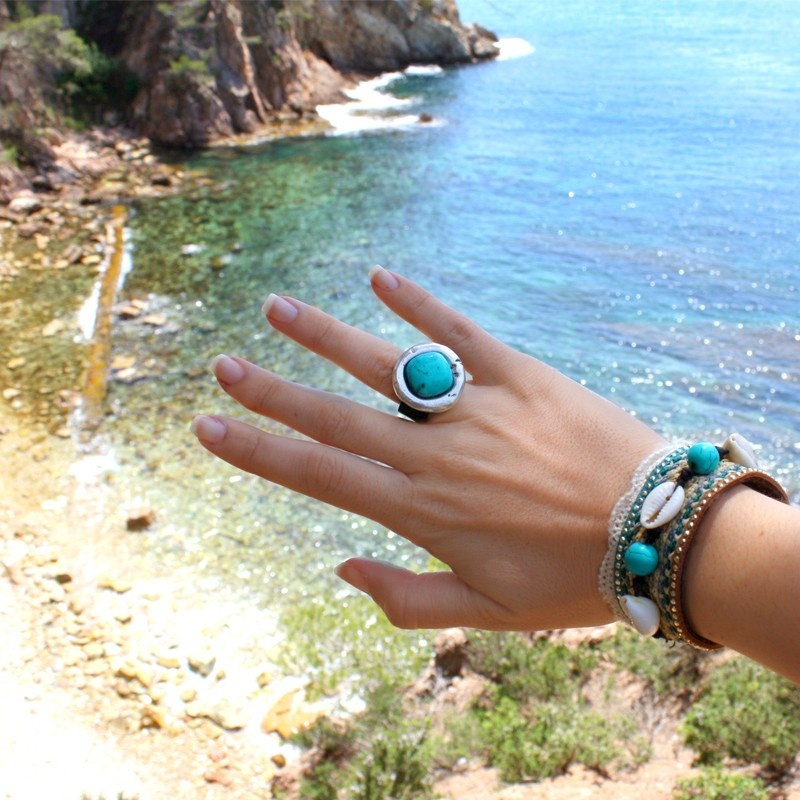 Anillo de piedra turquesa Acantilado 2