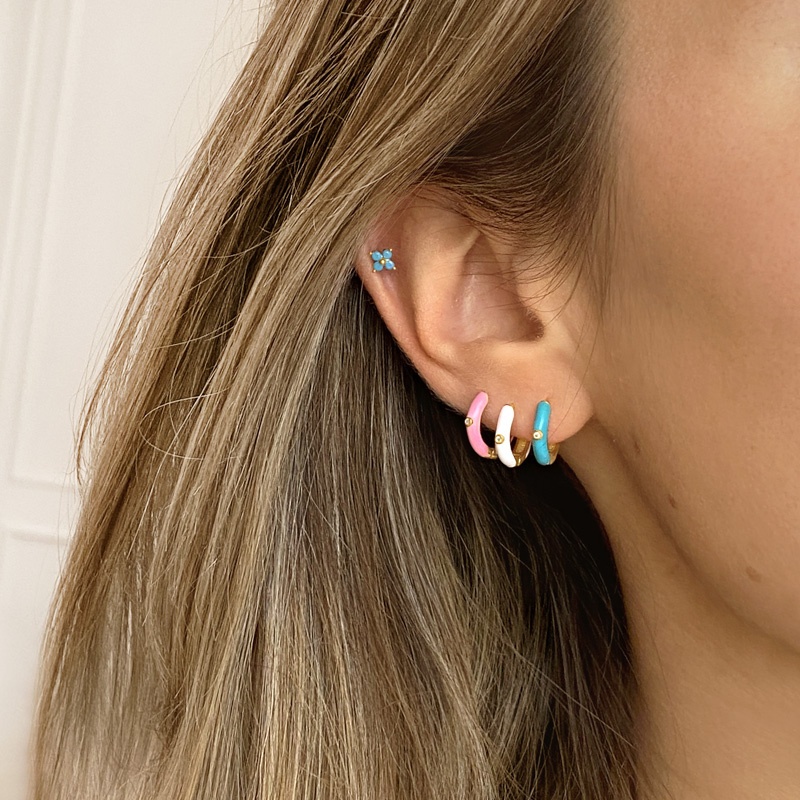 pendiente aro azul oro 2