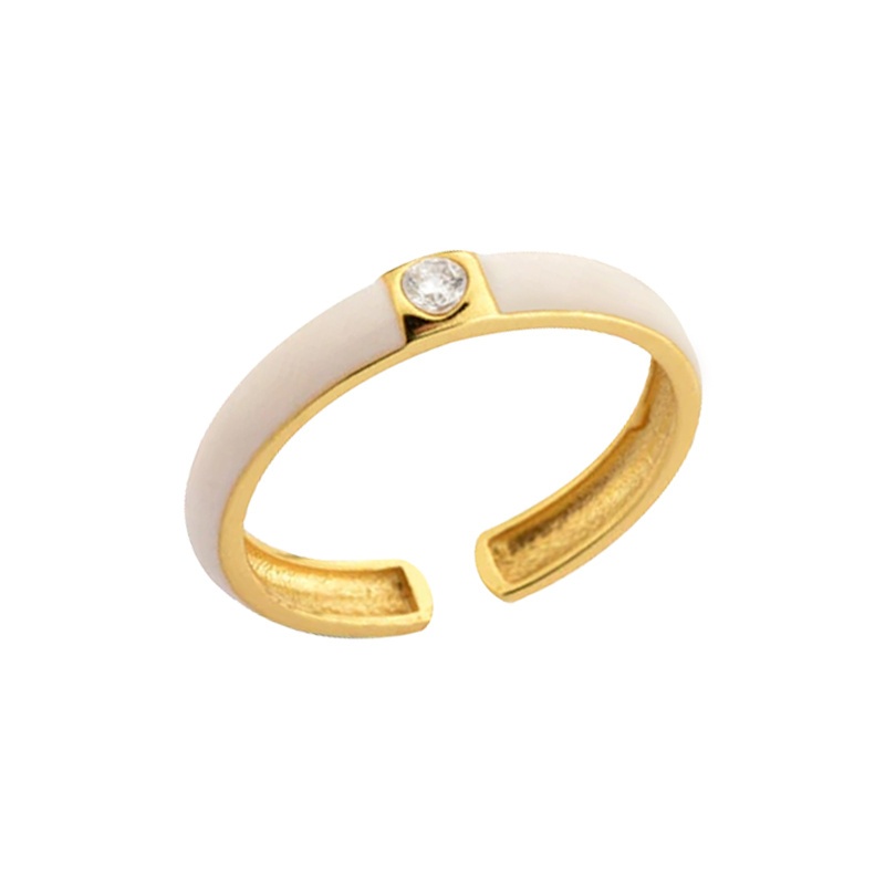 anillo esmalte blanco oro