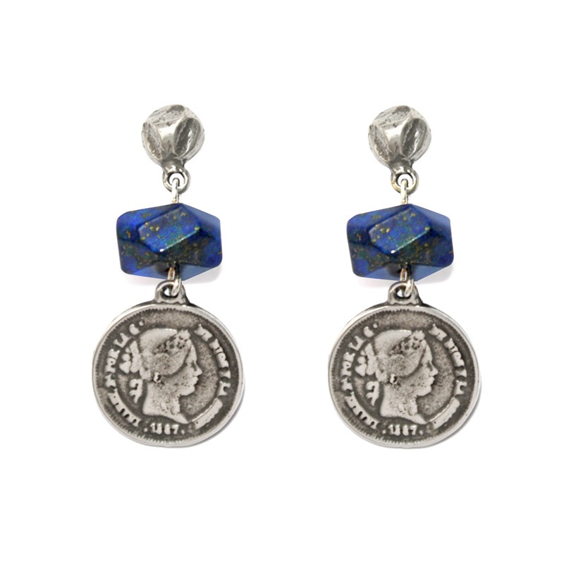 Pendientes lapislazuli monedas