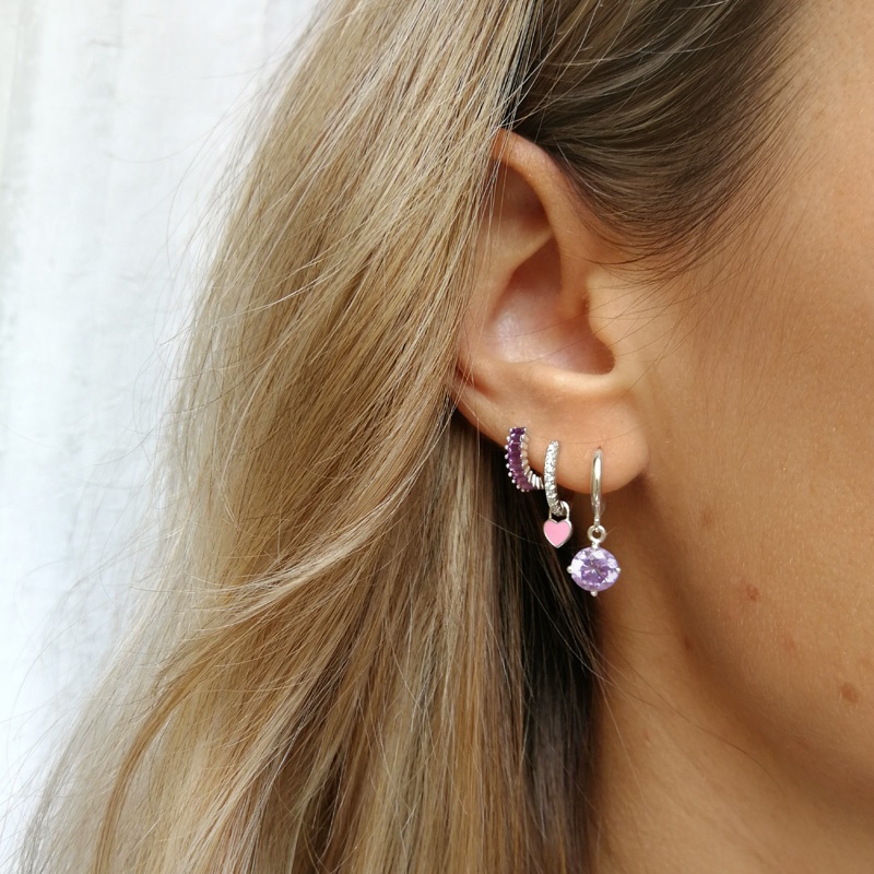 pendientes aro lila oro 2